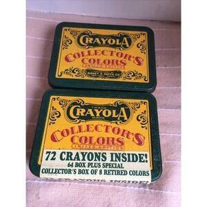 2 Vintage NEW Crayola Collectors Colors Limited Edition Tin 72 Crayons 1990
